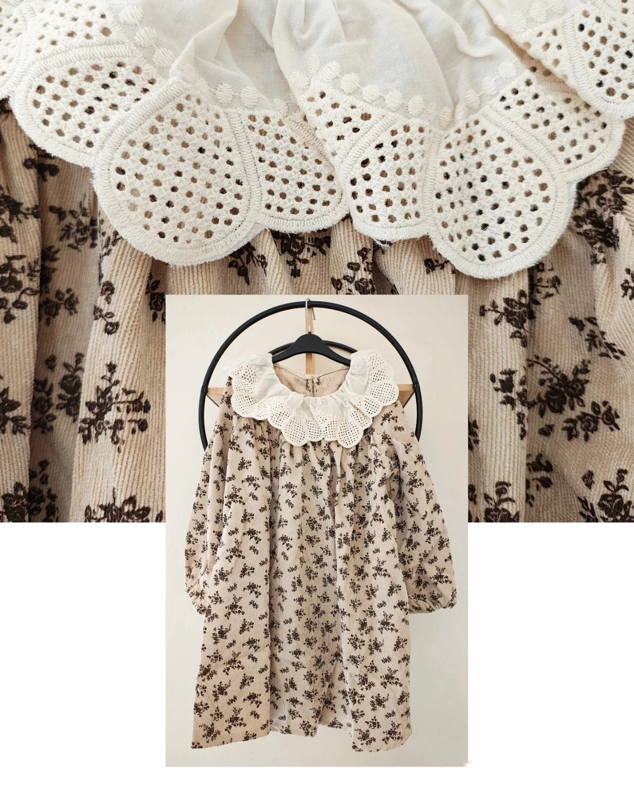 6 7 ans robe côtelée a col effet dentelle neuf